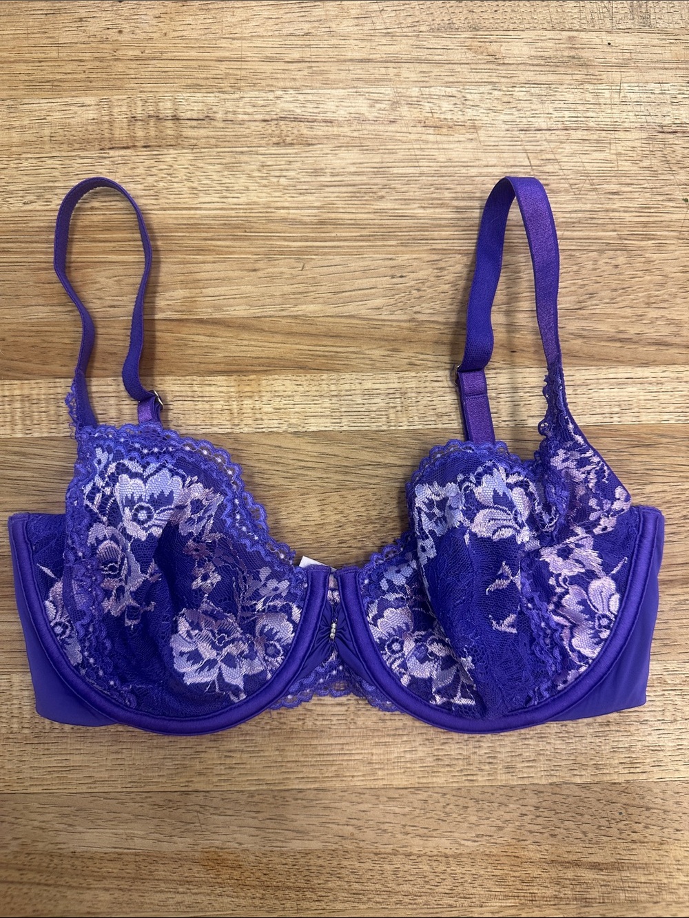 Victoria’s Secret Unlined Lace Demi Bra, Purple, 32DD